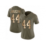 Women Nike San Francisco 49ers #44 Kyle Juszczyk Limited Olive Gold 2017 Salute to Service NFL Jersey