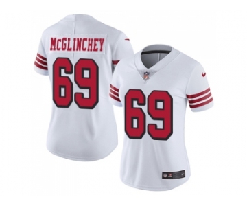 Women Nike San Francisco 49ers #69 Mike McGlinchey White Rush Stitched NFL Vapor Untouchable Limited Jersey