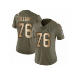 Women Nike San Francisco 49ers #76 Garry Gilliam Limited Olive Gold 2017 Salute to Service NFL Jersey