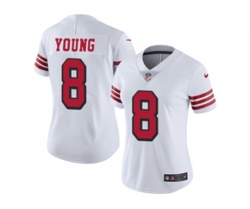 Women Nike San Francisco 49ers #8 Steve Young White Rush Stitched NFL Vapor Untouchable Limited Jersey