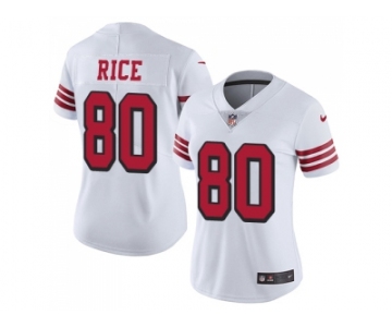 Women Nike San Francisco 49ers #80 Jerry Rice White Rush Stitched NFL Vapor Untouchable Limited Jersey