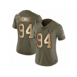 Women Nike San Francisco 49ers #94 Solomon Thomas Limited Olive Gold 2017 Salute to Service NFL Jersey