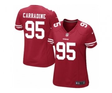 Women Nike San Francisco 49ers #95 Tank Carradine Game Red Team Color NFL Jersey