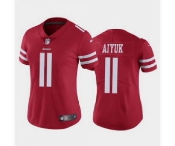 Women San Francisco 49ers #11 Brandon Aiyuk Red Team Color Stitched NFL Vapor Untouchable Limited Jersey