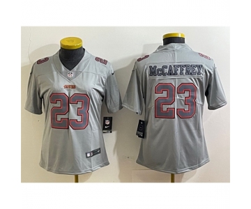 Women San Francisco 49ers 23 Christian McCaffrey Grey Atmosphere Fashion Stitched Jersey