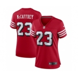 Women's NFL San Francisco 49ers #23 Christian McCaffrey Red Stitched Game Jersey(Run Small)