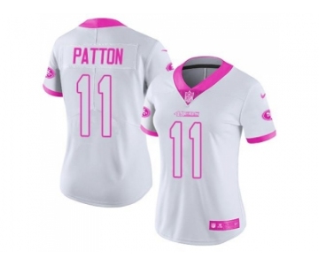 Women's Nike San Francisco 49ers #11 Quinton Patton White PinkStitched NFL Limited Rush Fashion Jersey