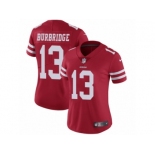 Women's Nike San Francisco 49ers #13 Aaron Burbridge Vapor Untouchable Limited Red Team Color NFL Jersey