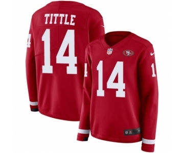 Women's Nike San Francisco 49ers #14 Y.A. Tittle Limited Red Therma Long Sleeve NFL Jersey