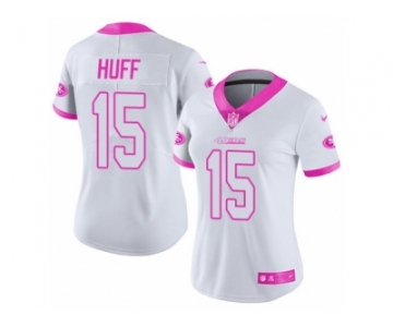 Women's Nike San Francisco 49ers #15 Josh Huff Limited White Pink Rush Fashion NFL Jersey