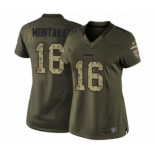 Women's Nike San Francisco 49ers #16 Joe Montana Limited Green Salute to Service NFL Jersey