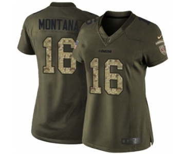 Women's Nike San Francisco 49ers #16 Joe Montana Limited Green Salute to Service NFL Jersey