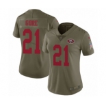 Women's Nike San Francisco 49ers #21 Frank Gore Limited Olive 2017 Salute to Service NFL Jersey