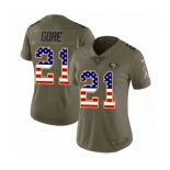 Women's Nike San Francisco 49ers #21 Frank Gore Limited Olive USA Flag 2017 Salute to Service NFL Jersey