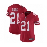 Women's Nike San Francisco 49ers #21 Frank Gore Red Team Color Vapor Untouchable Elite Player NFL Jersey