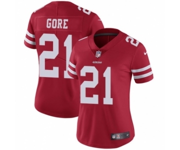 Women's Nike San Francisco 49ers #21 Frank Gore Red Team Color Vapor Untouchable Elite Player NFL Jersey