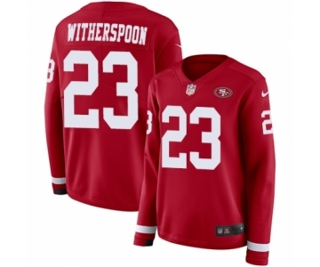 Women's Nike San Francisco 49ers #23 Ahkello Witherspoon Limited Red Therma Long Sleeve NFL Jersey