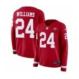 Women's Nike San Francisco 49ers #24 K'Waun Williams Limited Red Therma Long Sleeve NFL Jersey