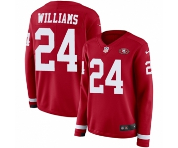 Women's Nike San Francisco 49ers #24 K'Waun Williams Limited Red Therma Long Sleeve NFL Jersey