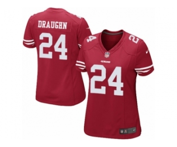 Women's Nike San Francisco 49ers #24 Shaun Draughn Limited Red Team Color NFL Jersey