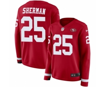 Women's Nike San Francisco 49ers #25 Richard Sherman Limited Red Therma Long Sleeve NFL Jersey