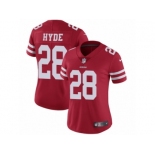 Women's Nike San Francisco 49ers #28 Carlos Hyde Vapor Untouchable Limited Red Team Color NFL Jersey