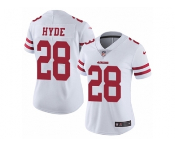 Women's Nike San Francisco 49ers #28 Carlos Hyde Vapor Untouchable Limited White NFL Jersey