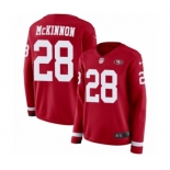 Women's Nike San Francisco 49ers #28 Jerick McKinnon Limited Red Therma Long Sleeve NFL Jersey