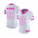 Women's Nike San Francisco 49ers #28 Jerick McKinnon Limited White Pink Rush Fashion NFL Jersey