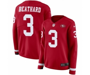 Women's Nike San Francisco 49ers #3 C. J. Beathard Limited Red Therma Long Sleeve NFL Jersey