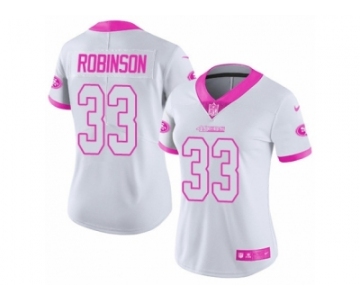 Women's Nike San Francisco 49ers #33 Rashard Robinson Limited White Pink Rush Fashion NFL Jersey