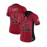 Women's Nike San Francisco 49ers #42 Ronnie Lott Limited Red Rush Drift Fashion NFL Jersey