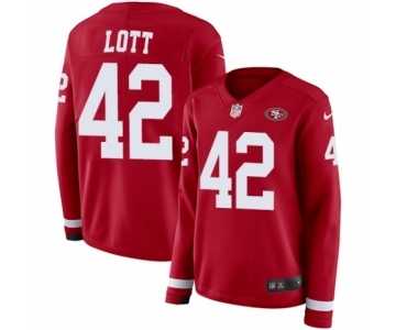 Women's Nike San Francisco 49ers #42 Ronnie Lott Limited Red Therma Long Sleeve NFL Jersey