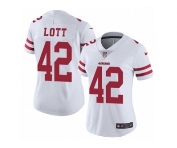 Women's Nike San Francisco 49ers #42 Ronnie Lott Vapor Untouchable Limited White NFL Jersey