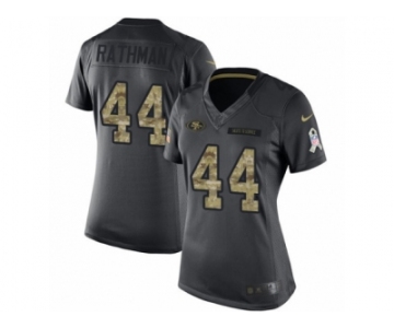 Women's Nike San Francisco 49ers #44 Tom Rathman Limited Black 2016 Salute to Service NFL Jersey