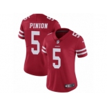 Women's Nike San Francisco 49ers #5 Bradley Pinion Vapor Untouchable Limited Red Team Color NFL Jersey