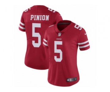 Women's Nike San Francisco 49ers #5 Bradley Pinion Vapor Untouchable Limited Red Team Color NFL Jersey