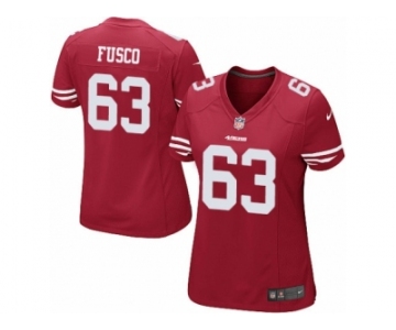 Women's Nike San Francisco 49ers #63 Brandon Fusco Limited Red Team Color NFL Jersey