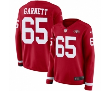 Women's Nike San Francisco 49ers #65 Joshua Garnett Limited Red Therma Long Sleeve NFL Jersey