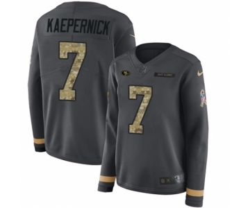 Women's Nike San Francisco 49ers #7 Colin Kaepernick Limited Black Salute to Service Therma Long Sleeve NFL Jersey