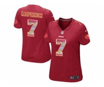 Women's Nike San Francisco 49ers #7 Colin Kaepernick Limited Red Strobe NFL Jersey