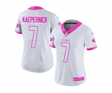 Women's Nike San Francisco 49ers #7 Colin Kaepernick White Pink Stitched NFL Limited Rush Fashion Jersey