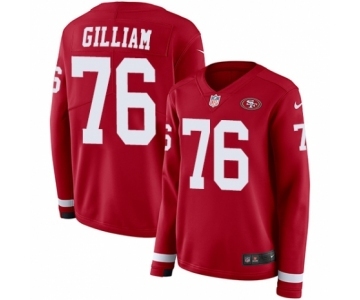 Women's Nike San Francisco 49ers #76 Garry Gilliam Limited Red Therma Long Sleeve NFL Jersey