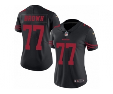 Women's Nike San Francisco 49ers #77 Trent Brown Limited Black Rush NFL Jersey