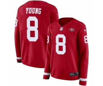 Women's Nike San Francisco 49ers #8 Steve Young Limited Red Therma Long Sleeve NFL Jersey