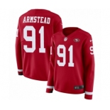 Women's Nike San Francisco 49ers #91 Arik Armstead Limited Red Therma Long Sleeve NFL Jersey