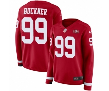 Women's Nike San Francisco 49ers #99 DeForest Buckner Limited Red Therma Long Sleeve NFL Jersey