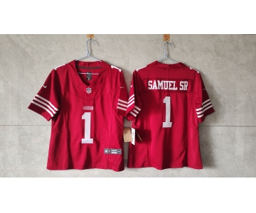 Women's San Francisco 49ers #1 Deebo Samuel Sr. Red F.U.S.E Vapor Untouchable Stitched Jersey