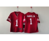 Women's San Francisco 49ers #1 Deebo Samuel Sr. Red Football Stitched Jersey