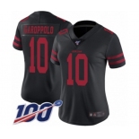 Women's San Francisco 49ers #10 Jimmy Garoppolo Black Vapor Untouchable Limited Player 100th Season Football Jersey